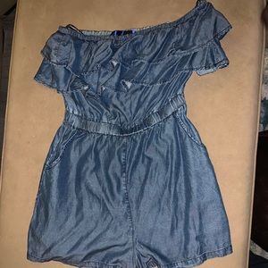 jean romper with pockets !